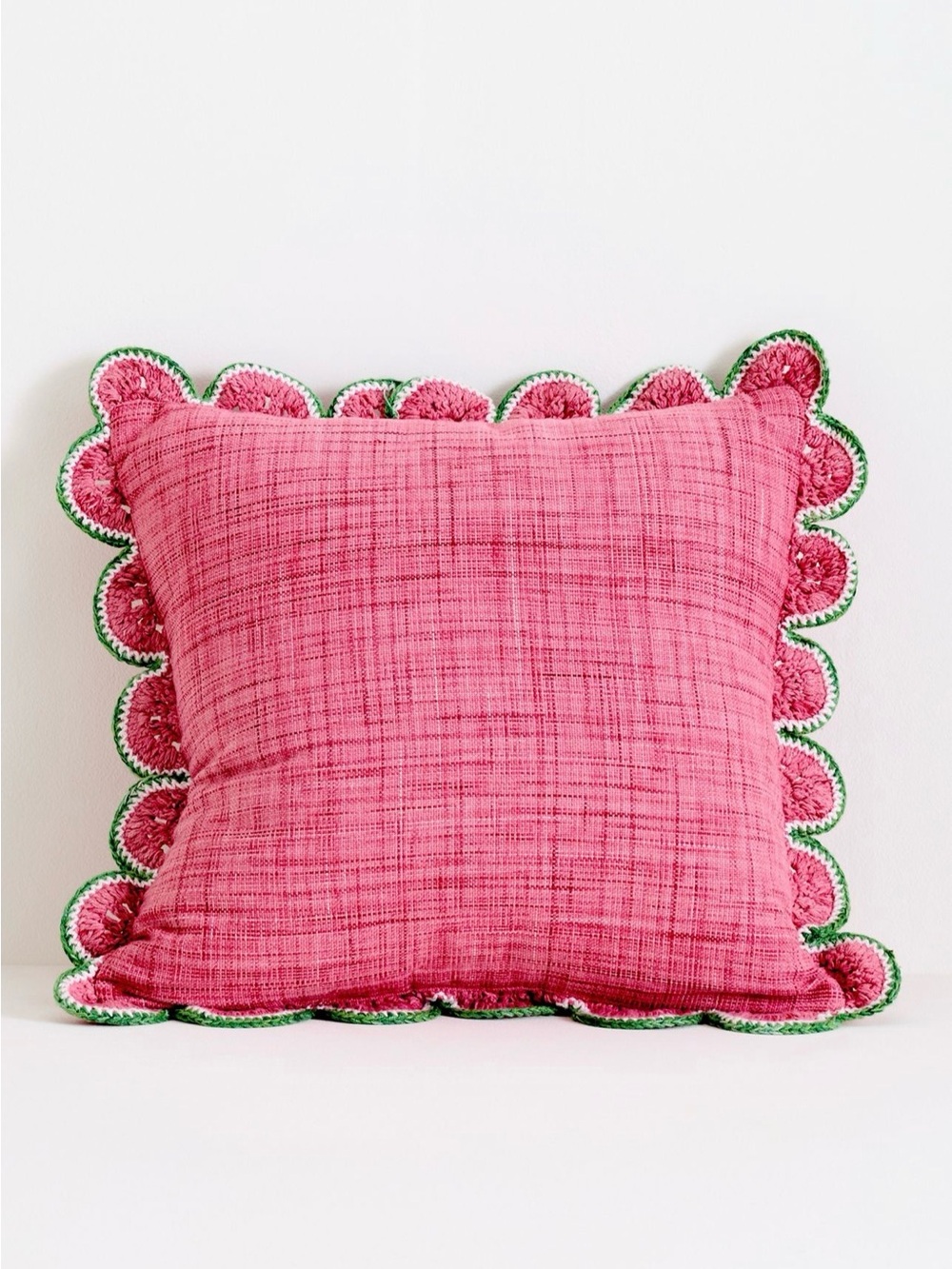 Anthropologie Dominica Indoor/Outdoor Woven Fruit Trim Pillow NWT